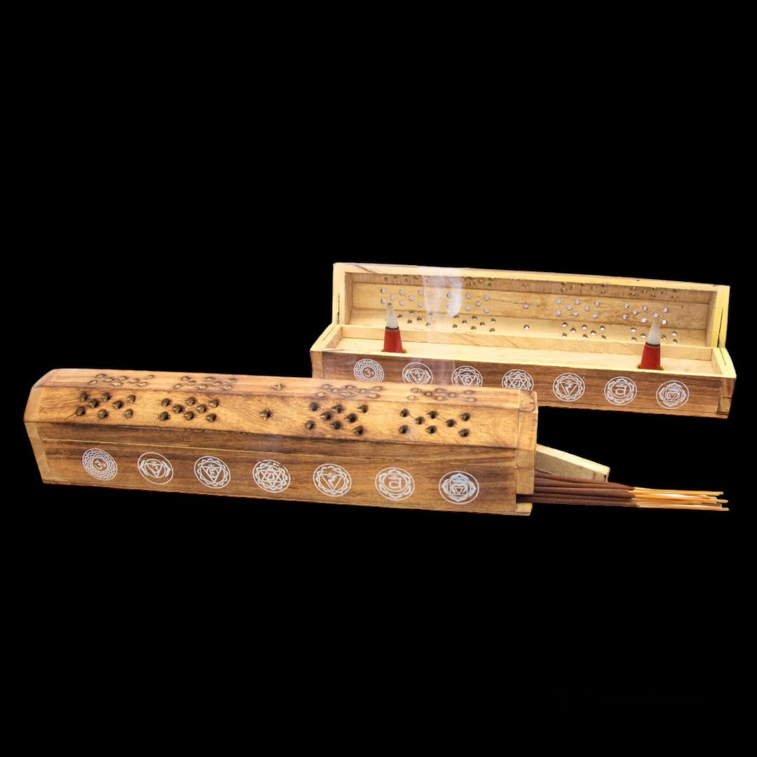 Seven Chakra Wood Incense Holder