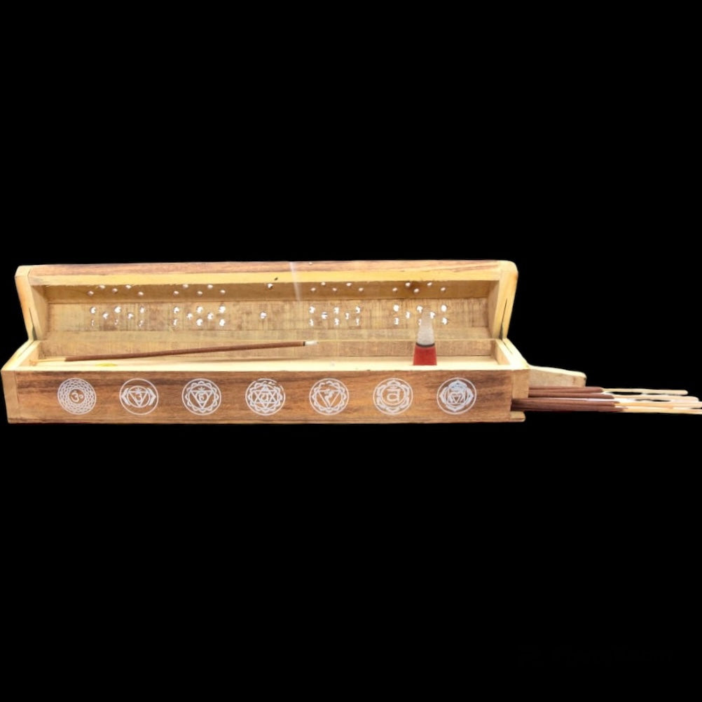 Seven Chakra Wood Incense Holder